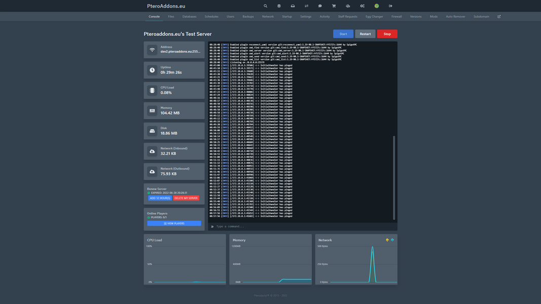 Pterodactyl setup, backups, databases, mail, website, bots 💻