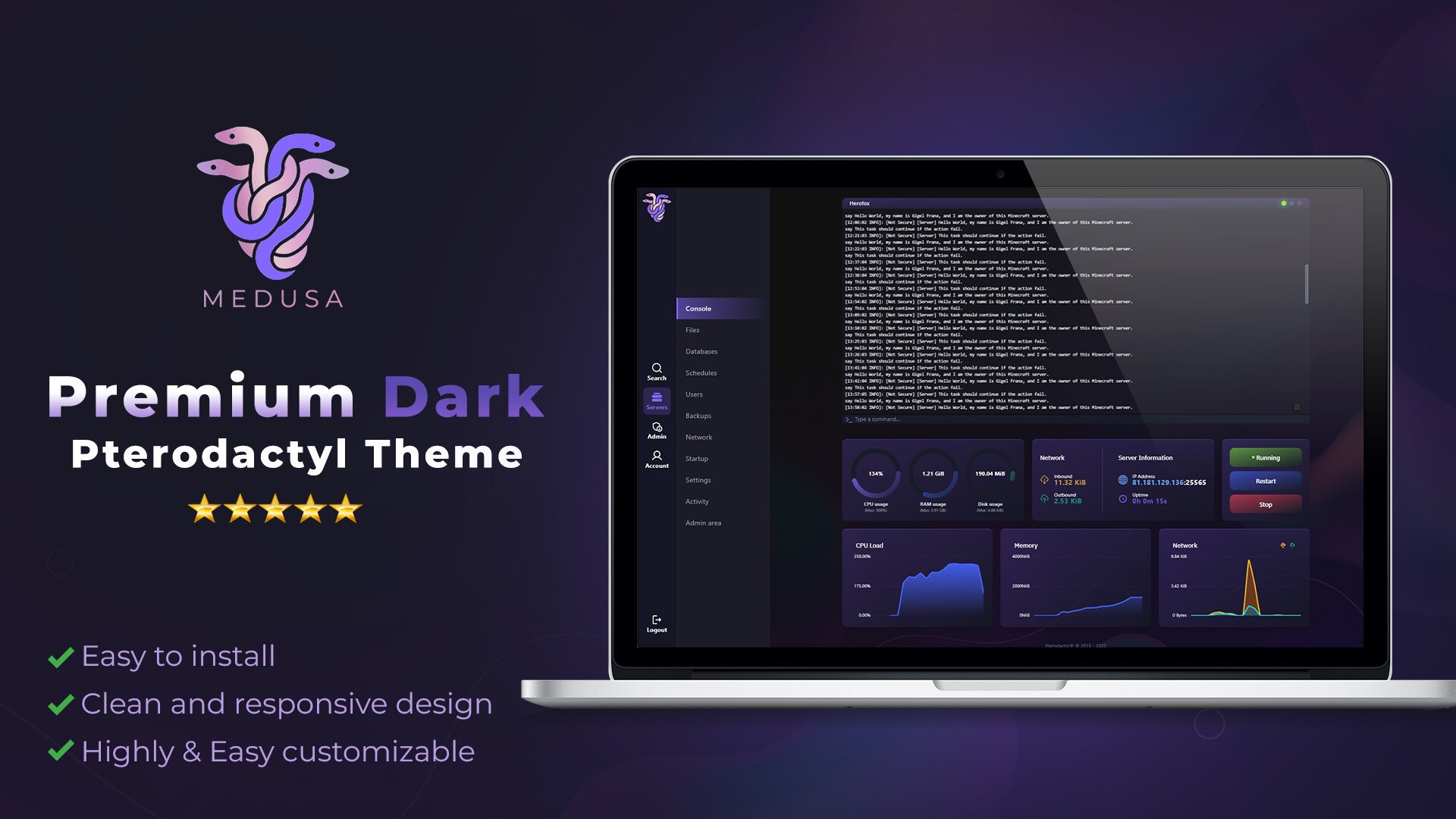 Medusa Theme - Pterodactyl Panel | BuiltByBit