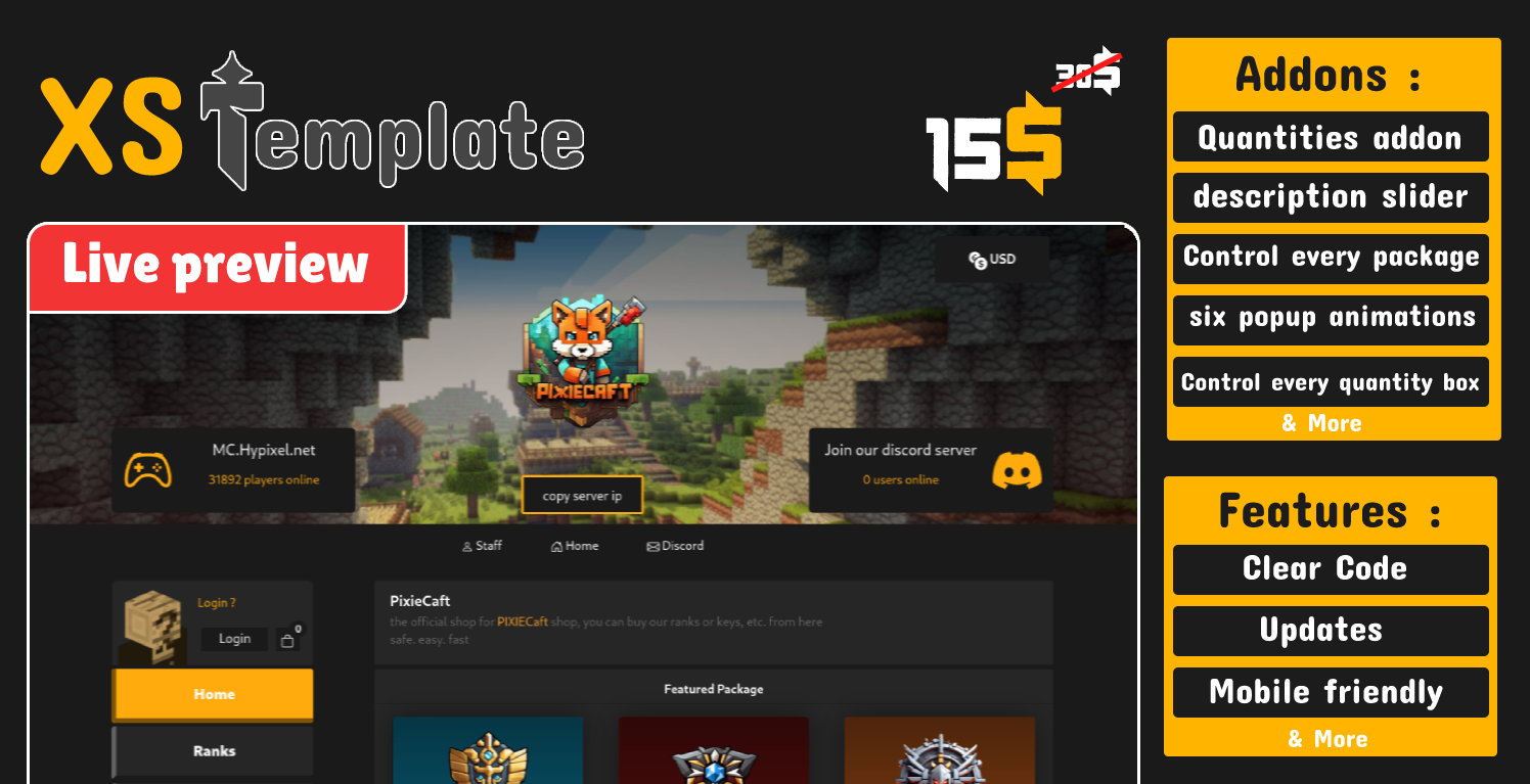 Xs Template Premium Tebex Template Builtbybit