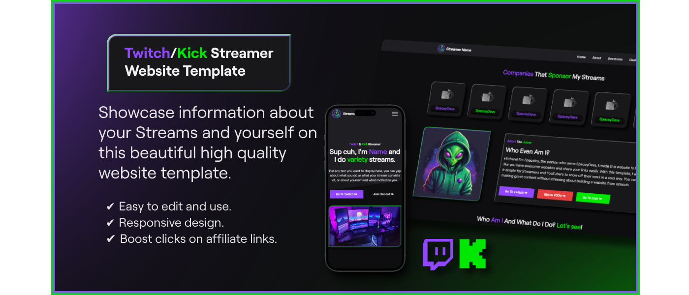 Twitch/Kick Streamer Website Template BuiltByBit Twitch/Kick Streamer Website Template BuiltByBit