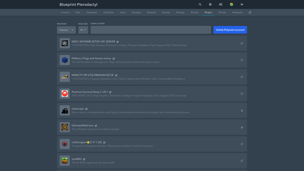 Minecraft Plugin Manager for Pterodactyl | BuiltByBit