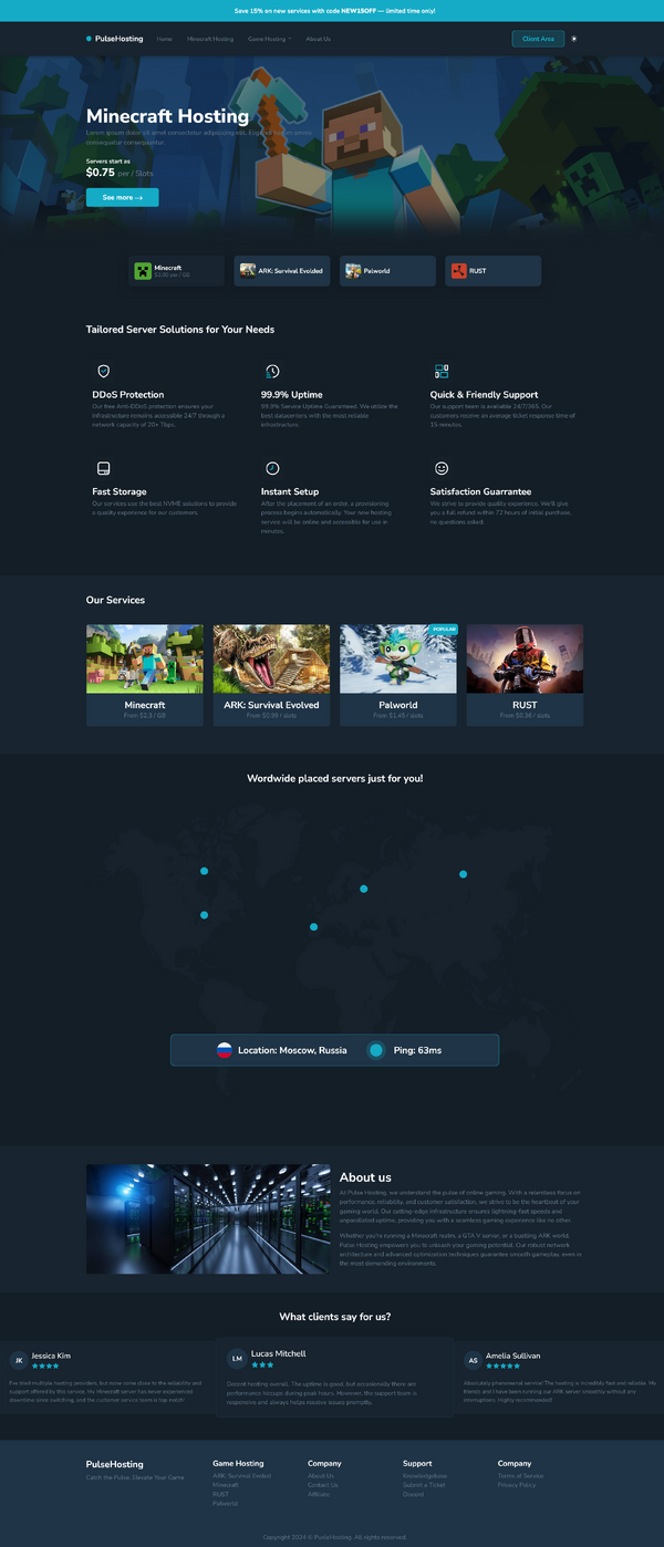 Game Hosting Template - Landing Page | BuiltByBit