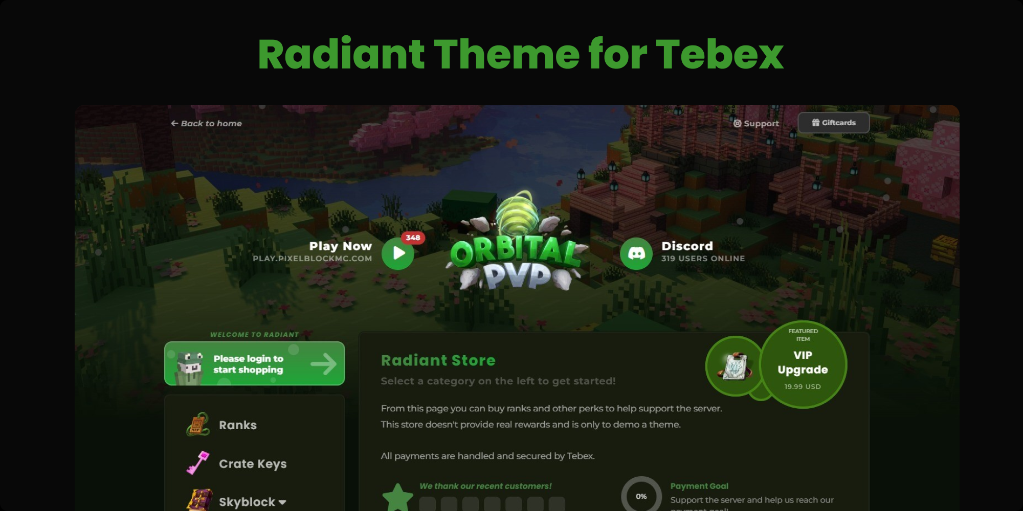 Radiant Theme For Tebex Builtbybit